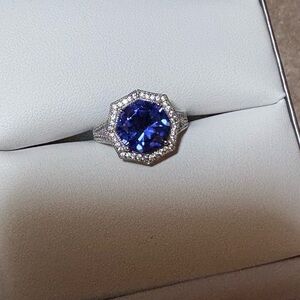 Vanna K Tanzanite Pave Halo Ring